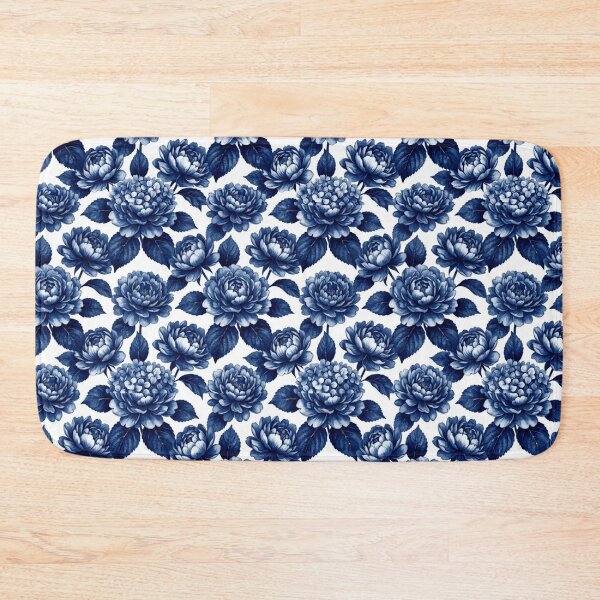 Item preview, Navy Blue White Watercolor Botanical Floral Seamless Pattern designed and sold by Inkworksbyshery.