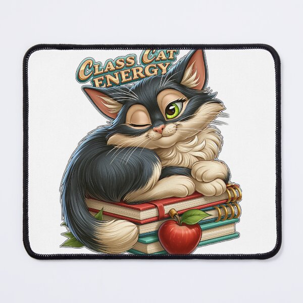 Item preview, Class Cat Energy Cute Winking Kitty On Books designed and sold by Marcikart.