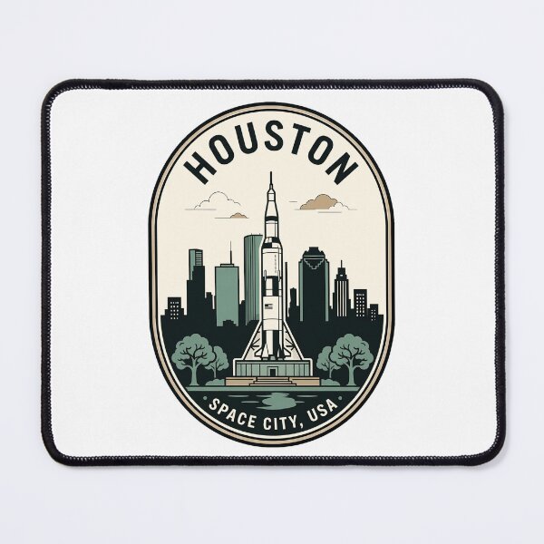 Item preview, Vintage Houston Space City Saturn V Rocket Skyline designed and sold by k3rstman1.