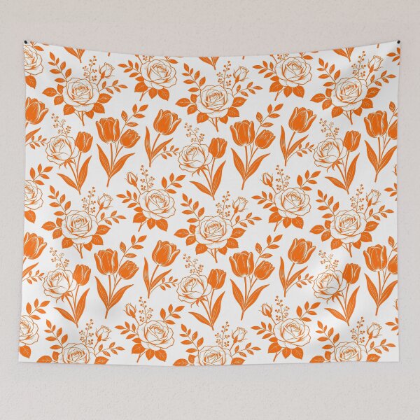 Item preview, Stylized Orange Botanical Flowers Pattern designed and sold by adlkh.