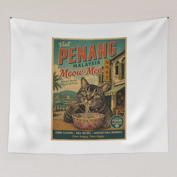 Item preview, Yoshi Eating Noodles - Penang Retro Travel Poster designed and sold by Artistic Philip in Penang.