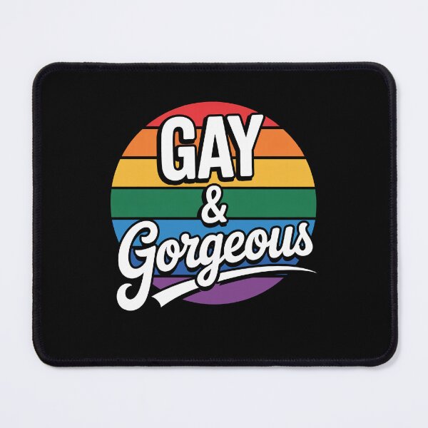 Item preview, Gay and Gorgeous Retro Rainbow Gay Pride Quote designed and sold by Say It With Ink.
