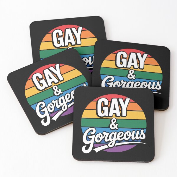 Item preview, Gay and Gorgeous Retro Rainbow Gay Pride Quote designed and sold by Say It With Ink.