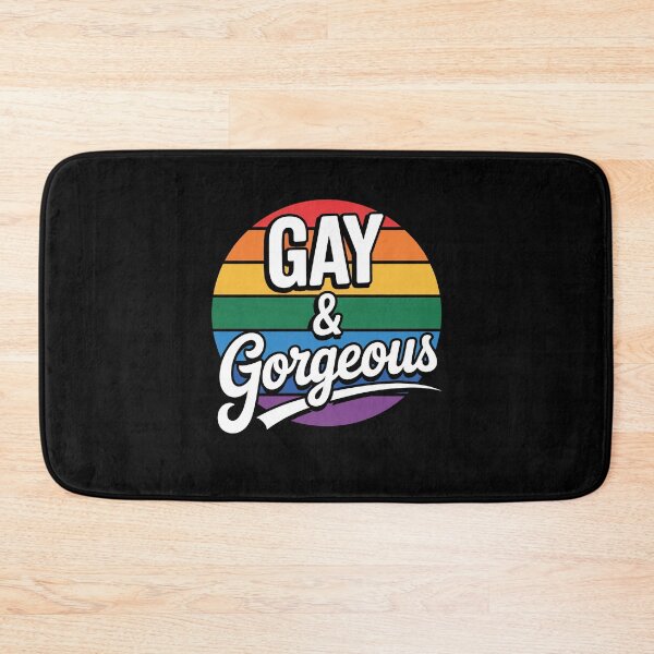 Item preview, Gay and Gorgeous Retro Rainbow Gay Pride Quote designed and sold by Say It With Ink.
