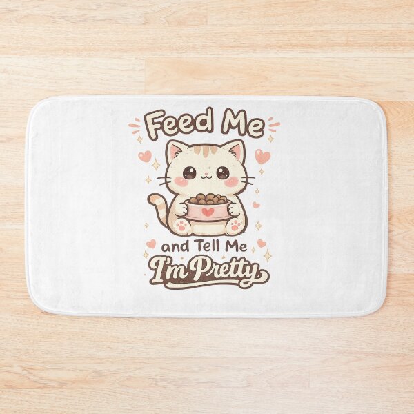 Item preview, Kawaii Cat Feed Me and Tell Me I’m Pretty Cute Doodle Design designed and sold by TommyArt94.