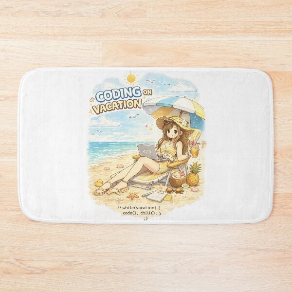 Item preview, Coding On Vacation – Cute Summer Girl Programmer Design designed and sold by YamiSociety.