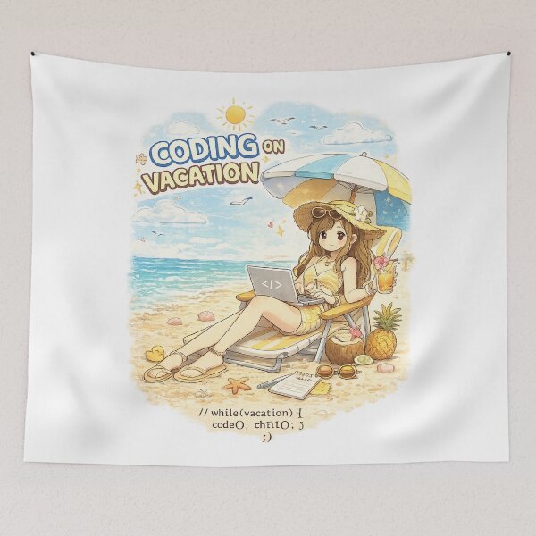 Item preview, Coding On Vacation – Cute Summer Girl Programmer Design designed and sold by YamiSociety.