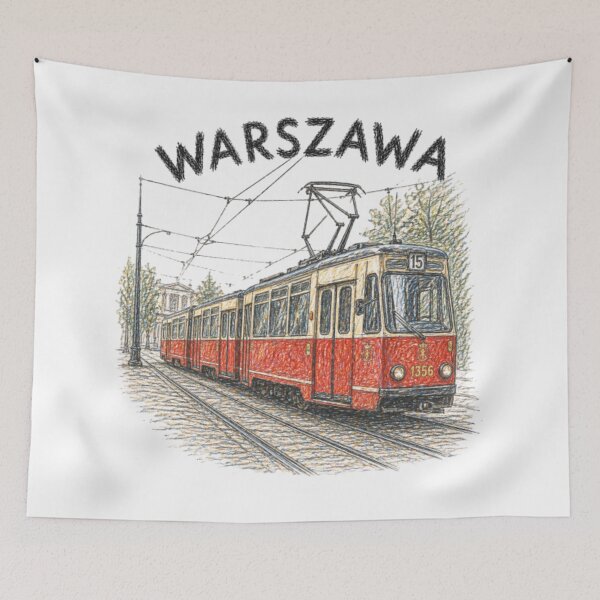 Item preview, Warsaw Tram - Vintage Urban Illustration designed and sold by JOANNASKAH.