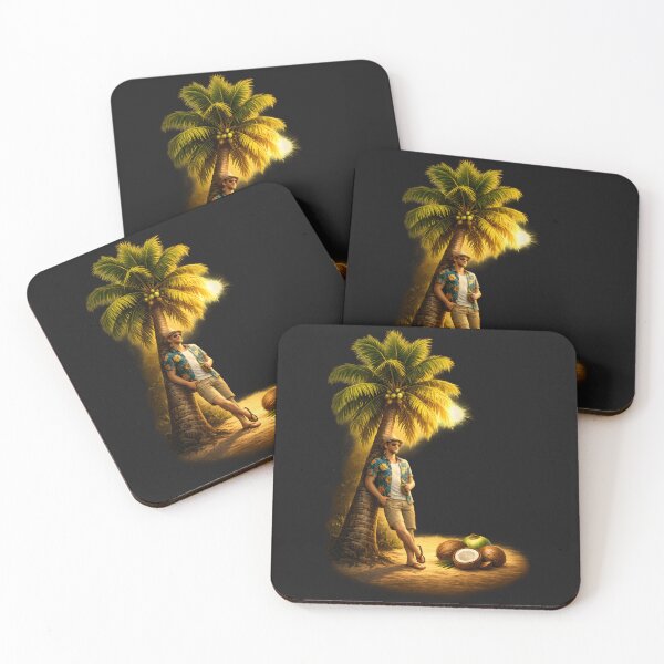 Item preview, Tropical Sunset Vibes Palm Tree and Coconuts Beach Design designed and sold by Les-Ink-Studio.