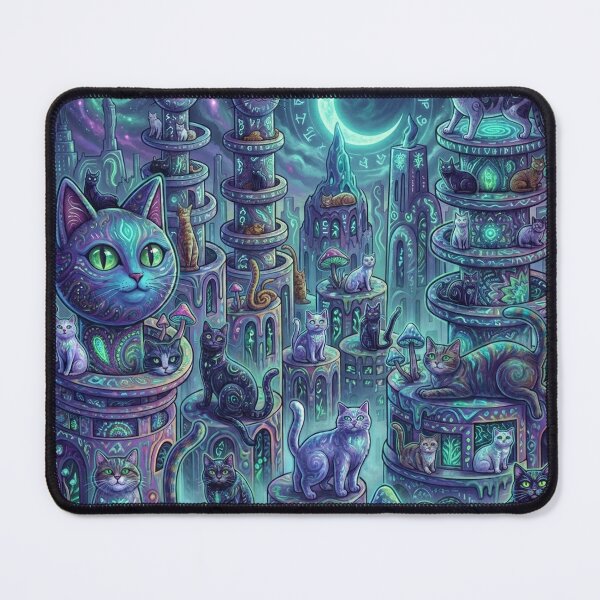 Item preview, А magical cat city at night. designed and sold by Lilashakti ⭐️ ⭐️ ⭐️ ⭐️ ⭐️.