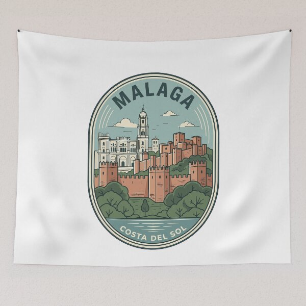 Item preview, Malaga Costa Del Sol Spain Vintage Travel Emblem designed and sold by k3rstman1.