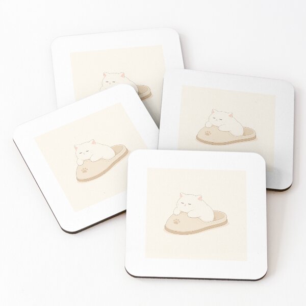 Item preview, Sleepy Cat Slipper Minimal Kawaii Illustration designed and sold by LovelyCatGalaxy.
