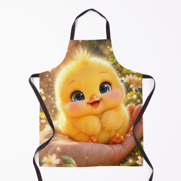 Item preview, Cute Fluffy Baby Chick With Blue Eyes Resting In Hand Among Spring Flowers designed and sold by Dreamy Armine Art.