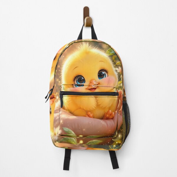 Item preview, Cute Fluffy Baby Chick With Blue Eyes Resting In Hand Among Spring Flowers designed and sold by Dreamy Armine Art.