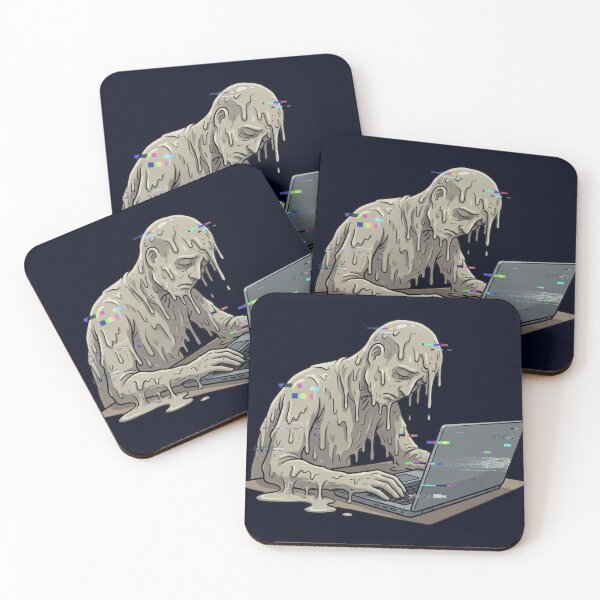 Item preview, Melting Human Burnout – Existential Exhausted Office Meme designed and sold by ChaosNest.