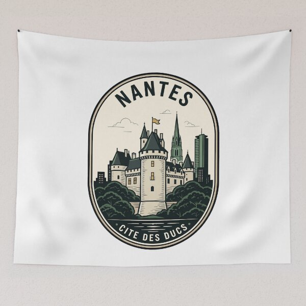Item preview, Nantes France Cityscape Vintage Castle Travel Badge designed and sold by k3rstman1.