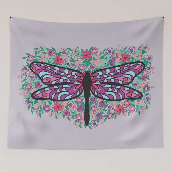Item preview, Floral Dragonfly-Light Gray Background Version  designed and sold by geraldineMS.