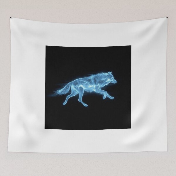 Item preview, Ghost Spirit Wolf Neon Blue Running Art Print designed and sold by Sky-bully.