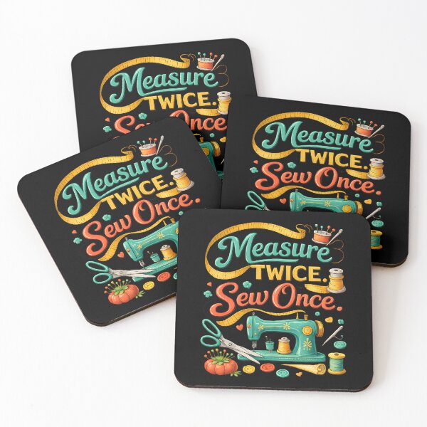 Item preview, Measure Twice, Sew Once – Vintage Sewing Machine Typography Design designed and sold by blankTeeShirt.