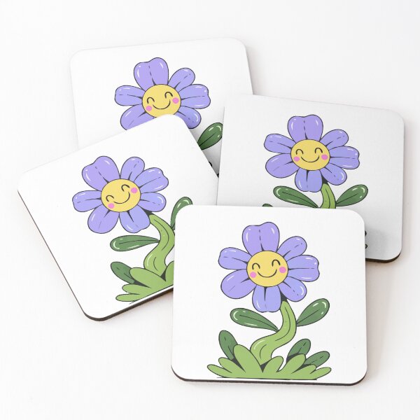Item preview, Cute smiling purple flower with a kawaii cartoon style, perfect for stickers, gifts, and cheerful aesthetic designs. designed and sold by yellowpumkin.