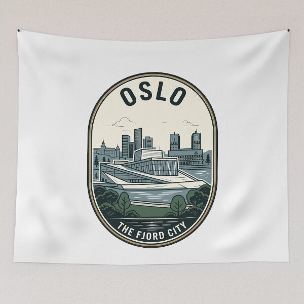 Item preview, Vintage Oslo Norway Fjord City Skyline designed and sold by k3rstman1.