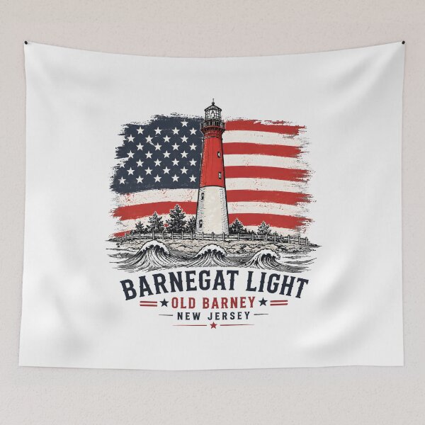 Item preview, Barnegat Light Old Barney Patriotic Lighthouse Vintage Art Funny Gifts designed and sold by BadhbhArt.