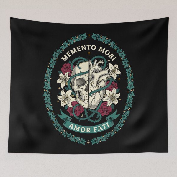 Item preview, Skull Floral Memento Mori Amor Fati Vintage Stoic Philosophy designed and sold by raeganluskanor.