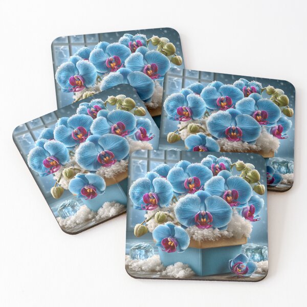 Item preview, Frozen Blue Orchids – Crystal Frost Botanical Elegance designed and sold by VelvetThornsArt.