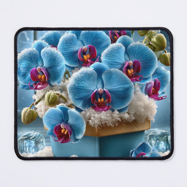 Item preview, Frozen Blue Orchids – Crystal Frost Botanical Elegance designed and sold by VelvetThornsArt.