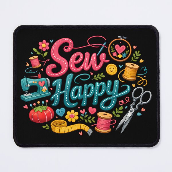 Item preview, Sew Happy – Cute Sewing & Crafting Typography Design designed and sold by blankTeeShirt.