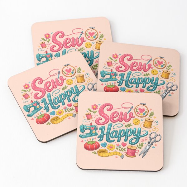 Item preview, Sew Happy – Cute Sewing & Crafting Typography Design designed and sold by blankTeeShirt.