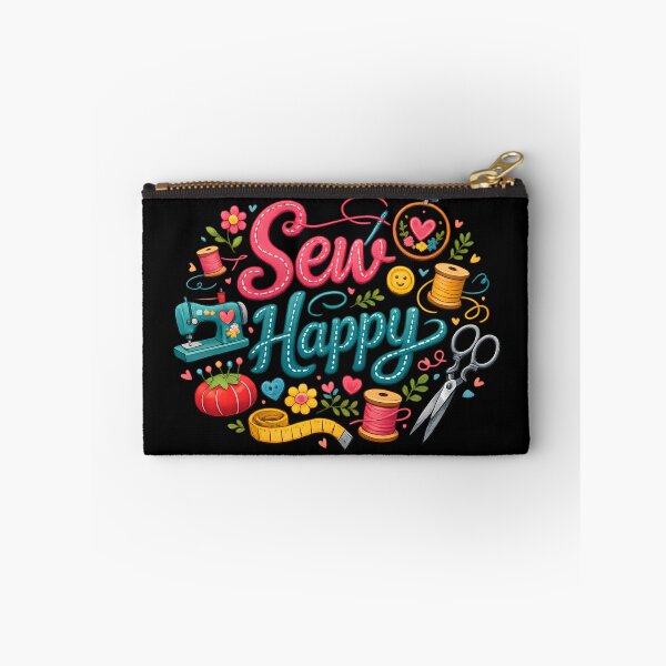 Item preview, Sew Happy – Cute Sewing & Crafting Typography Design designed and sold by blankTeeShirt.