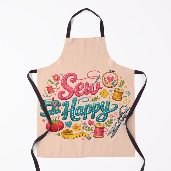 Item preview, Sew Happy – Cute Sewing & Crafting Typography Design designed and sold by blankTeeShirt.