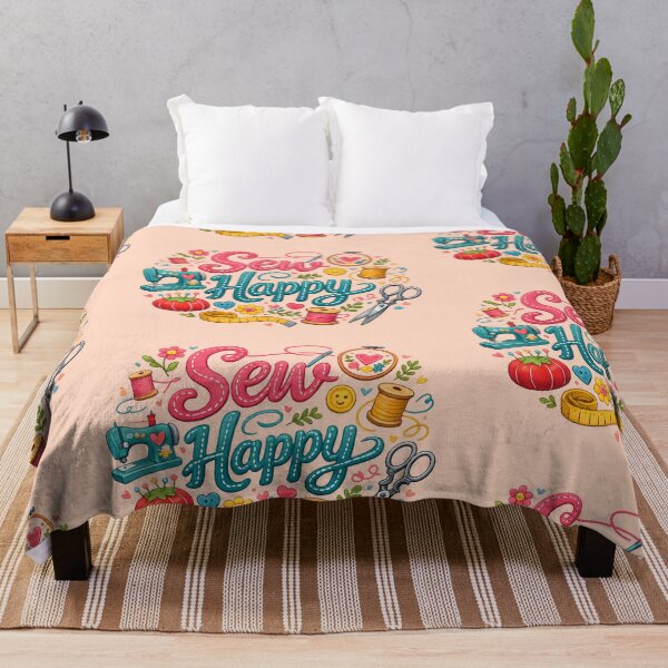 Item preview, Sew Happy – Cute Sewing & Crafting Typography Design designed and sold by blankTeeShirt.