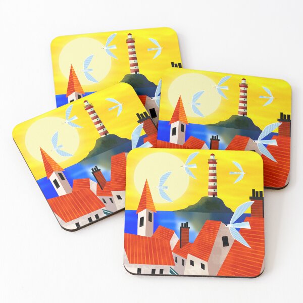 Item preview, Seagulls Around a Red and White Striped Lighthouse designed and sold by Andrew  Hitchen.