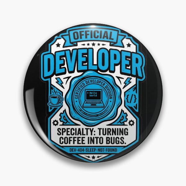 Item preview, Official Developer Badge Turning Coffee Into Bugs Funny Programmer Gift Design designed and sold by StillWildink.