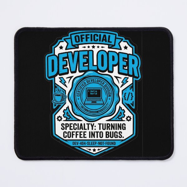 Item preview, Official Developer Badge Turning Coffee Into Bugs Funny Programmer Gift Design designed and sold by StillWildink.