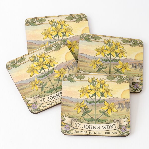 Item preview, St. John's Wort at Stonehenge | Midsummer Solstice Botanical Art designed and sold by Englandbear.