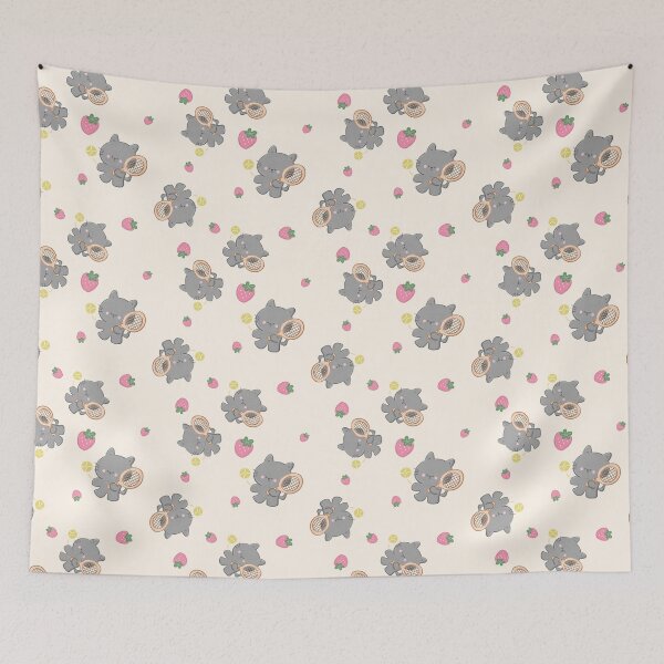 Item preview, kawaii cat playing tennis pattern designed and sold by Lockets Little Notes.