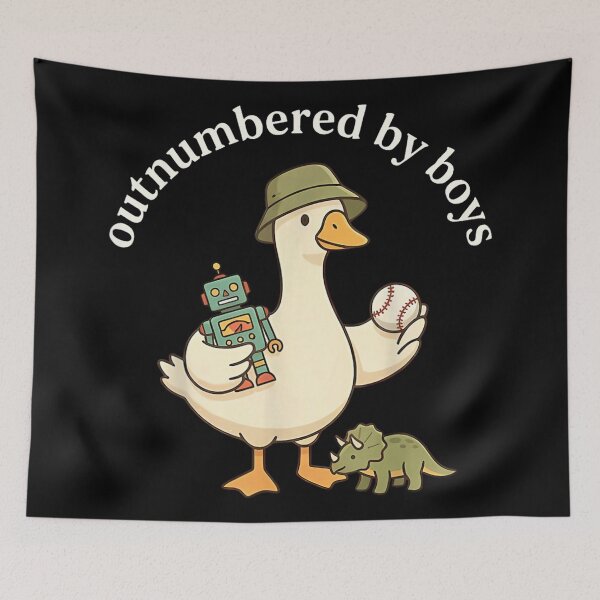 Item preview, Outnumbered By Boys Funny Goose Mom With Dinosaur Baseball And Robot designed and sold by MariCanal.