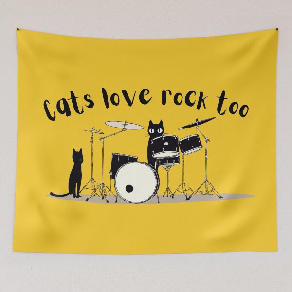 Item preview, Cute Black Cat Playing Drums Rock Band Tee - Music Lover Outfit designed and sold by illeN-Art-World.