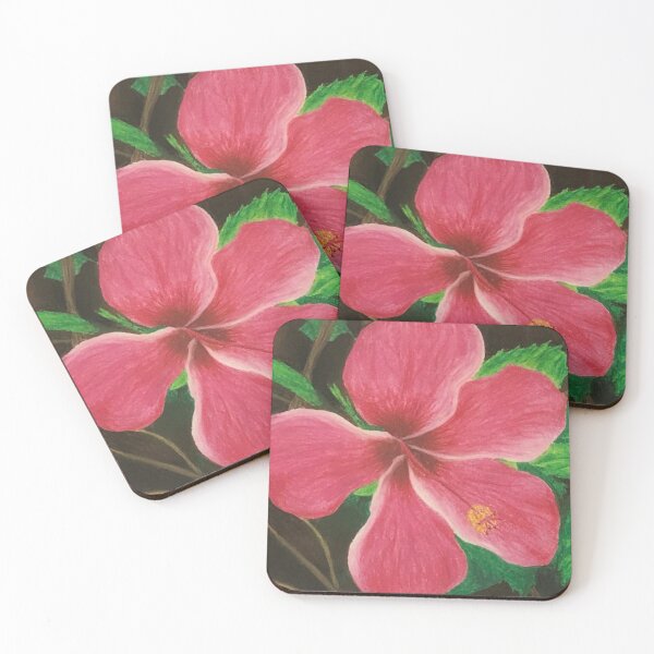 Item preview, pink hibiscus, Oil Pastel drawing designed and sold by GiSilver.