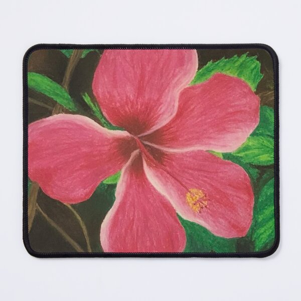 Item preview, pink hibiscus, Oil Pastel drawing designed and sold by GiSilver.