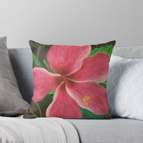 Item preview, pink hibiscus, Oil Pastel drawing designed and sold by GiSilver.