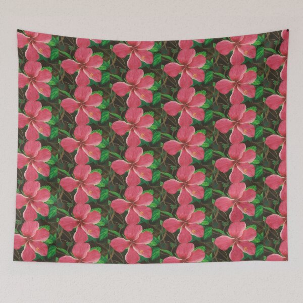 Item preview, pink hibiscus, Oil Pastel drawing designed and sold by GiSilver.