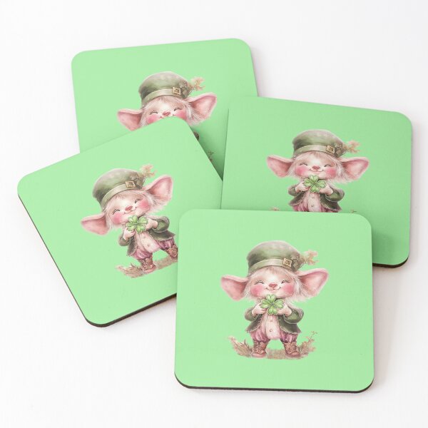 Item preview, Adorable Fairytale Gnome Holding Shamrock - St. Patrick's Day Art designed and sold by illeN-Art-World.
