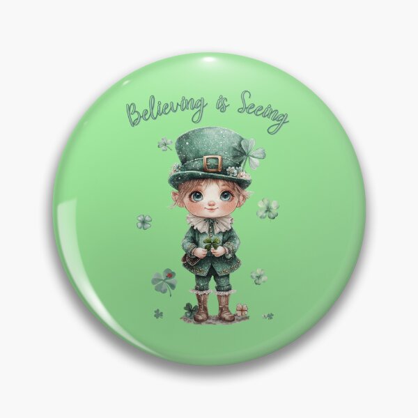 Item preview, Baby Leprechaun with Text Believing is Seeing - St. Patrick's Day Watercolor Art designed and sold by illeN-Art-World.
