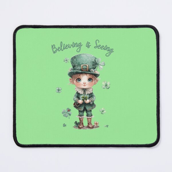 Item preview, Baby Leprechaun with Text Believing is Seeing - St. Patrick's Day Watercolor Art designed and sold by illeN-Art-World.