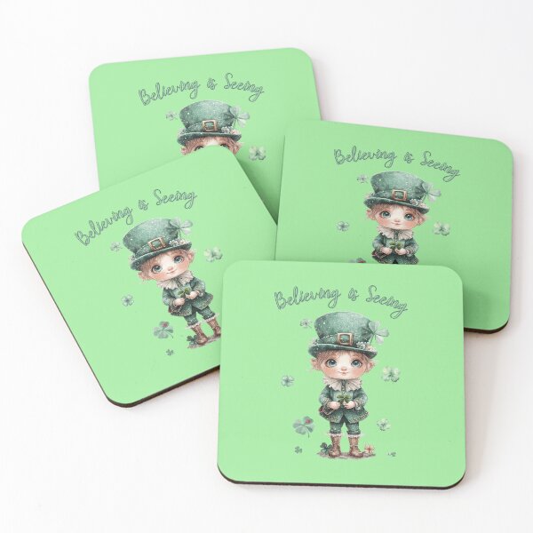 Item preview, Baby Leprechaun with Text Believing is Seeing - St. Patrick's Day Watercolor Art designed and sold by illeN-Art-World.