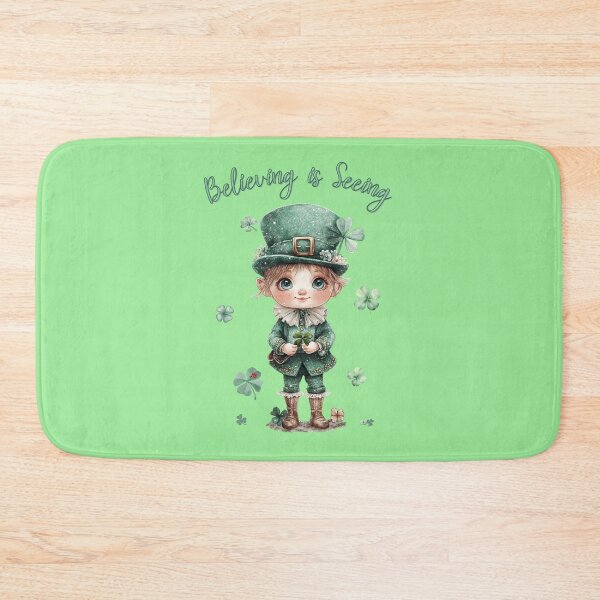 Item preview, Baby Leprechaun with Text Believing is Seeing - St. Patrick's Day Watercolor Art designed and sold by illeN-Art-World.